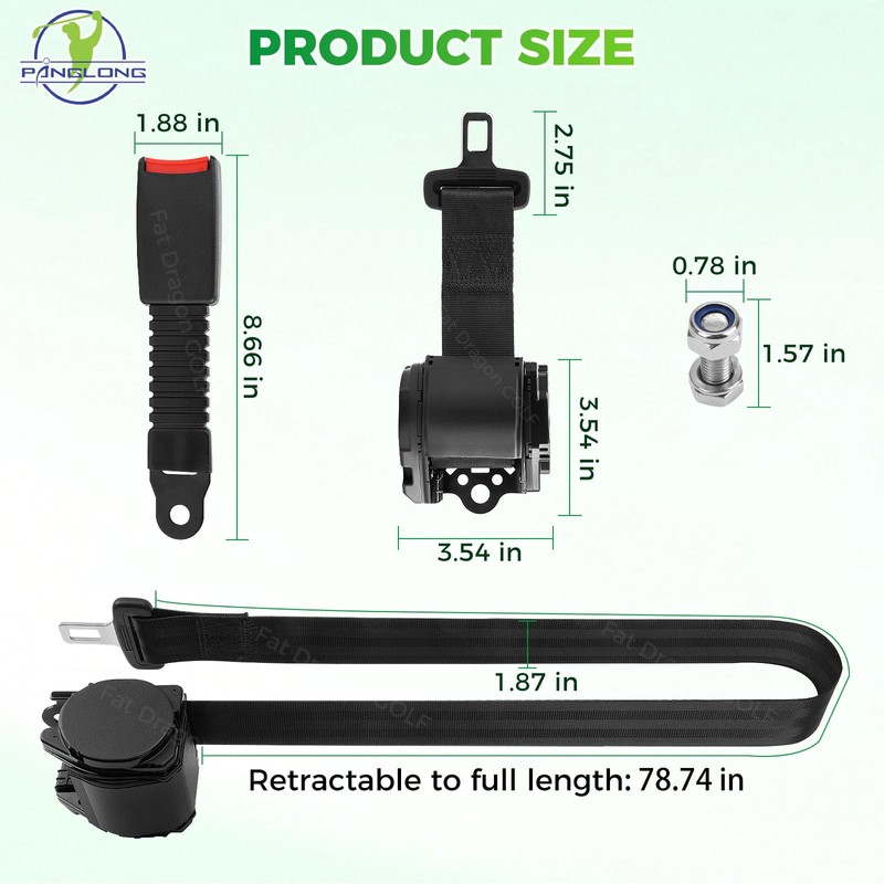 78" Golf Cart Retractable Seatbelts, Universal Seat Belts for Yamaha,