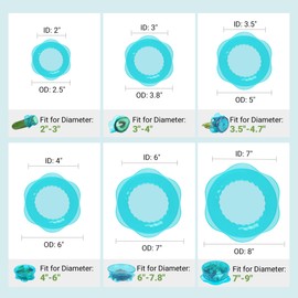 Silicone Stretch Lids for Food Storage in Fridge, Reusable Elastic Bowl Covers for Cup, Cans, Jars, Round & Rectangle Container, Food Grade Silicone Microwave Food Cover, Heat-Resistant, Blue, 6PCS