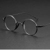 Coyee Titanium Round Eyeglass Frame Retro Glasses Ultralight Spectacles Black