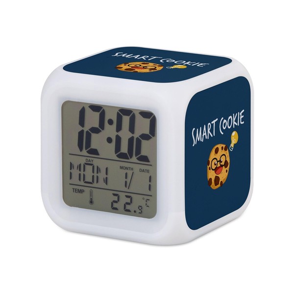 Fabulous Blue Illuminated Cube Alarm Clock - Smart Cookie Puns