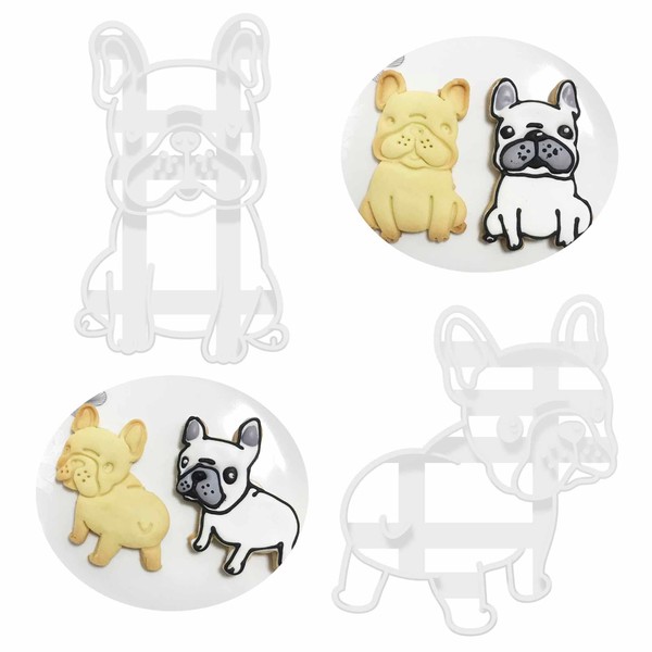 French Bulldog Cookie Cutters, Frenchie Shape Mold 2pcs Set
