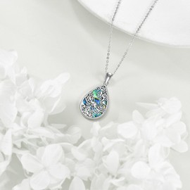 URONE Dragonfly Necklace 925 Sterling Silver Abalone Dragonfly Pendant Necklace Dragonfly Jewelry for Women