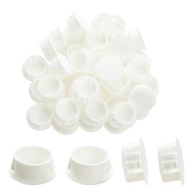 BOPOREAE 5/8 In/16 mm White Plastic Hole Plugs, Snap in Locking Round Hole Panel Plugs Fastener Covers for Kitchen Cabinet Furniture Electric Box, Door Screw Hole Cover, Tube Pipe Choke Plug, 40PCS