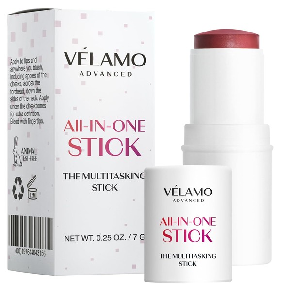 VELAMO ADVANCED Multifunctional Lip & Cheek Makeup Sticks for Mature Skin - Revitalizing Beauty, Age-Defying Charm - Cream Blush Stick for Radiant Cheeks & Luscious Lips