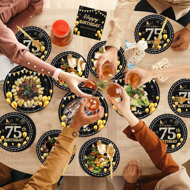Refavor 75th Birthday Decorations Supplies - 96PCS 75th Birthday Party