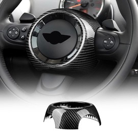 KUNGKIC Car Steering Wheel Airbag Cover Sticker Carbon Fiber for Mini Cooper Clubman R55 R56 R57 R58 R59 R60 Countryman R61 2006 2007 2008 2009 2010 2011 2012 2013 2014 2014 2014 2011 5 accessories 5