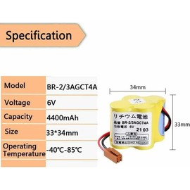 HYHGKHGKFKFKBFJ (Pack of 5) 6V BR-2/3AGCT4A 4400mAh Battery Replace for FANUC A98L-0031-0025 CNC System with Brown Plug