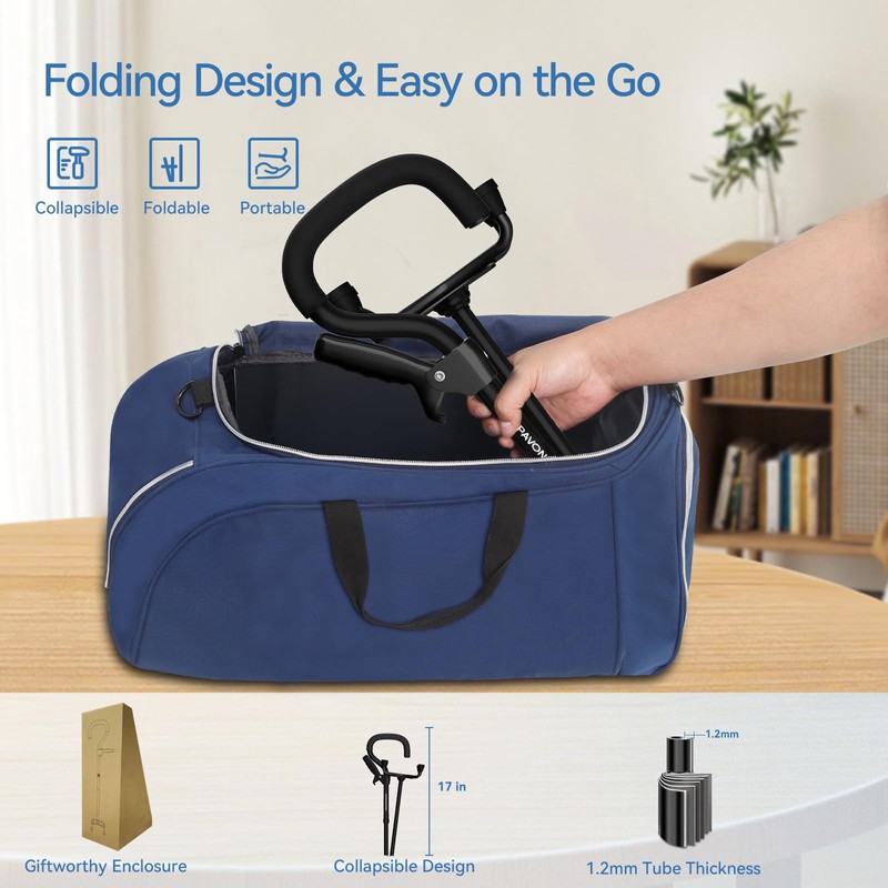 KingPavonini Canes for Women/Men with Second Handle, Foldable & Adjustable