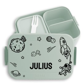 Bento Box Midi Lunch Box for Mepal Bento Box - Space Space - Children's Lunch Box in Space Look | Rockets Mars Planets and Astronauts | Gift for Back to School - 900 ml - Sage Green - Astronaut