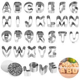 Small Cookie Cutter Set with Tin Box, 26 Alphabet Cookie Biscuit Cutters Shapes(A-Z), Durable Metal Stainless Steel Mini Cookie Cutters For Kids, Polymer Clay Cutters And Fruit Cutter