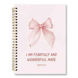 JRTW Coquette Pink Bow Christian Notebooks for Women, Preppy Aesthetic Bible Journal, Inspirational Christian Gifts for Women, Prayer Journal, Bible Journaling Spiral Notebook 5.5x8.3 Inch