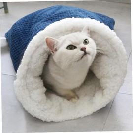 ECLIPSBACI Cat Winter Sleeping Bag, Cat Sleeping Bag, Cat Bed Cave, Soft Plush Large Cat Sack Self Warm Cat Bed, Pet Mat Warming Pad Sack, for Indoor Cats for Small Dogs19.6 * 18.5 inch (Blue)