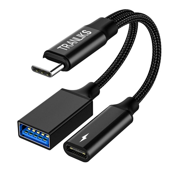 TRANLIKS USB C OTG Adapter with Charging, 2 in 1