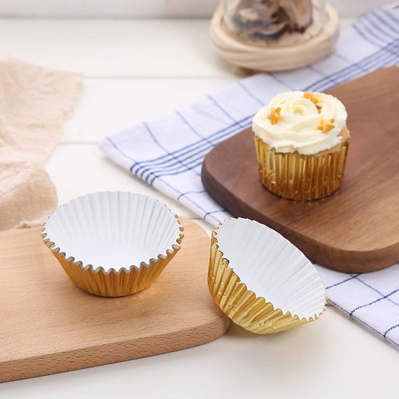 Gold Cupcake Liners,GOLF Standard Size Gold Foil Cupcake Liners Wrappers