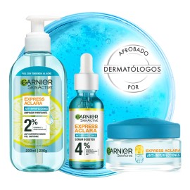 Kit Anti Imperfecciones Express Aclara Garnier Limpiador Facial Sérum Crema Hidratante Matificante