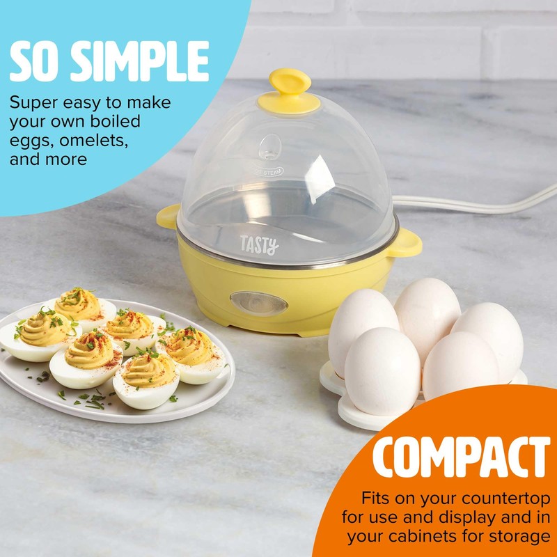 Tasty Mini Rapid Egg Cooker, 5-Egg Capacity for Perfect Hard