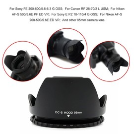 LingoFoto Universal 95mm Screw Mount Flower-Shaped Lens Hood
