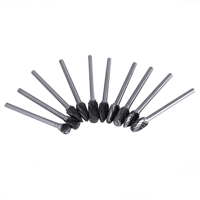 One Set 10 Tungsten Steel Carbide Burrs for Rotary Tool