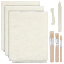 WEBEEDY Book Binding Cloth Kit, Includes 3PCS Book Binding Cloth 92 x 100cm Fabric White Repair Cloth 2 Pieces Bone Folder Paper Creaser and 3pcs Brushes for Repairing Binding of Old Books