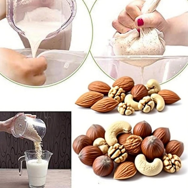 2 PcsReusable Mesh Strainer Bags, Nut Milk Bag，Cheesecloth Bags for