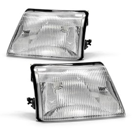 AXLAHA Headlight Assembly for 1998 1999 2000 Ford Ranger Compatible with 98-00 Ranger Headlamps with Amber Reflector Pair Clear Lens Chrome Housing Driver Side and Passenger Side