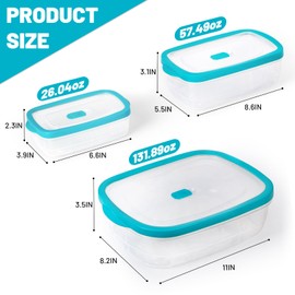 3 Size Clear Plastic Food Storage Containers Set, Plastic Storage Meal Prep Container, with Green Edged Lids, Airtight Stackable for Dry Goods, Food Storage Containers and Microwave Organization