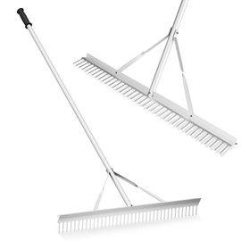 S AFSTAR 36-Inch Landscape Rake, Heavy-Duty Aluminum Rake w/ Rake Head, 36 Tines, 68" Long Handle, Yard Rake for Loosening Soil, Landscaping Lawn Care, Garden Lake Pond Beach Care, Metal Rake Tool