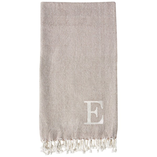 Mud Pie Woven Cotton Initial Throw Blanket, 70 inches x