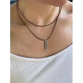 Men Brown Leather Necklace Rope Chain 2mm 22 Inch Waterproof Rope Chains for Pendant