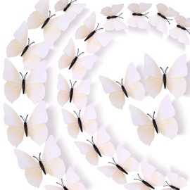 LiveGallery 72 PCS 6 Colors Removable 3D DIY Beautiful Butterfly Wall Decals Colorful Butterflies Art Decor Wall Stickers Murals for Kids Baby Boy Girls Bedroom Classroom Offices (White)