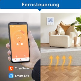 Beok WiFi Thermostat for Gas Boiler and Water Underfloor Heating, Tuya Thermostat Heating, Digital Smart Programmable Room Thermostat with Touchscreen Compatible Alexa, Google Home, 3A TDS75WIFI-WPB