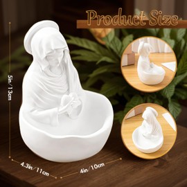Virgin Mary Rosary Holder Catholic Decor, 5 inch Blessed Mother Resin Statue, Virgen Del Rosario Estatua, Catholic Women's Gift, Religious Home Decoration (White)
