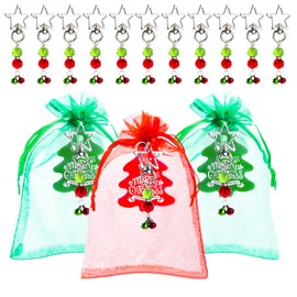 YHMQ DU 24pcs White Christmas Organza Bags Gift Bags Organza Jewellery Gift Candy Wedding Christmas Bells 10x15cm