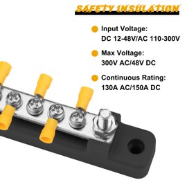 QIMEI-SHOP Bus Bar 12V-48V DC Busbars Distribution Block Busbar 150A Power Distribution Block with 12 x M4 Terminal Bolts for Car Truck Yacht Boat Black
