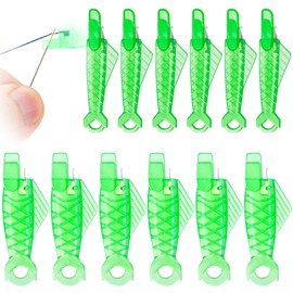 Alpinleux 12 Pcs Fish Type Sewing Machine Needle Threader, Needle Threader for Sewing Machine, Sewing Machine Threader, Needle Threaders for Hand Sewing (Green)