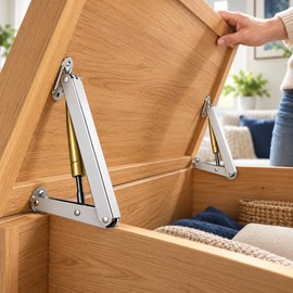 2-Pack Heavy Duty Soft Close Lid Support Hinges with Gas Struts, 60N-200N Slow Closing Lift Supports