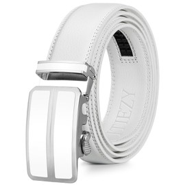 Itiezy Men's Designer Leather Belt Buckle Black - white 2