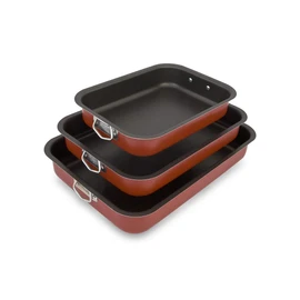 Menax - Non Stick Deep Roasting Oven Baking Tins Trays - Roasting Pan - 3 Piece Set