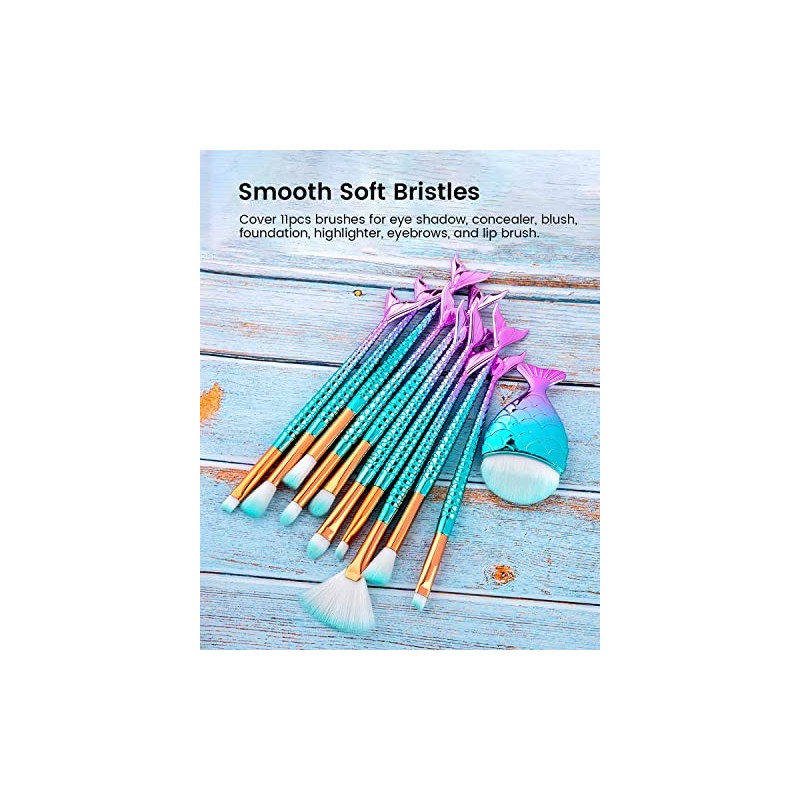 Mermaid Makeup Brushes Set with Bag Citicolor Chubby Fish Foundation