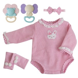 EKOKIZ Reborn Baby Dolls Clothes Girl Pink Rabbit Friends Doll Clothes 17-22 Inches Baby Alive Clothes and Accessories for Baby Girls' Clothing