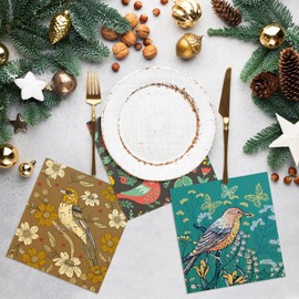 Sunnyray 12 Paños de Cocina Absorbentes Suecos Paño de Limpieza de Esponja Reutilizable Toallas de Cocina de Algodón Paño de Cocina Lavable Toalla de Mano de Secado Rápido (Pájaro, 7.8 x 7 Pulgadas)