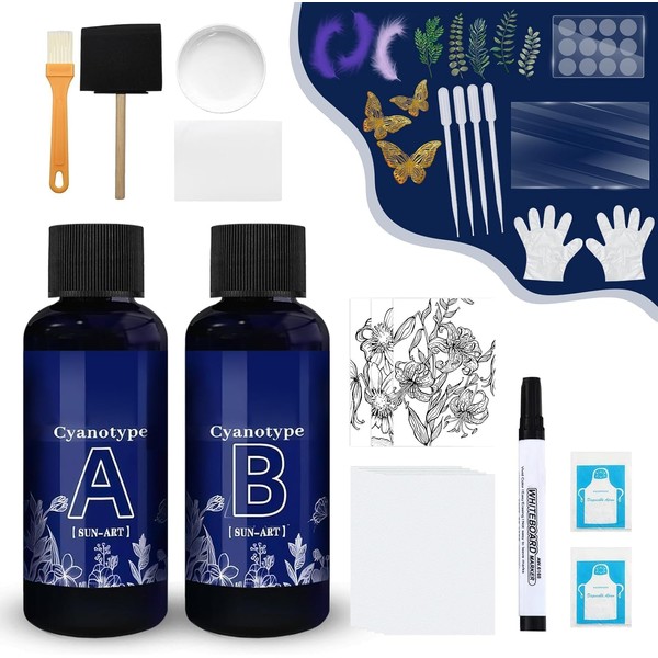 JAOJAO Cyanotype Solution, Cyanotype Sensitizer Kit Sun Printing Kit Blooming