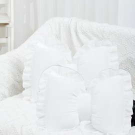 Bow Pillow Bow Shaped Pillow Decorative, Soft Bowknot Throw Pillow Sofa Lumbar Pillow Car Backrest Cushion,Novelty Bow Pillow Plush Cushion Home & Car Decoration (White 2PCS)