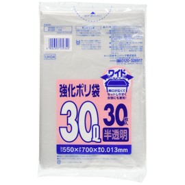 Nippon Sanipak Reinforced Plastic Bags, Translucent, 7.9 gal (30 L), Pack of 30, Thickness 0.005 inches (0.013