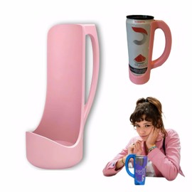 Slim Can Holder 12 Oz with Handle, 3D Printed Reusable Beverage Grip for Beer, Suitable for A Variety of 12 Oz Canned Beverages and Beer (Pink)