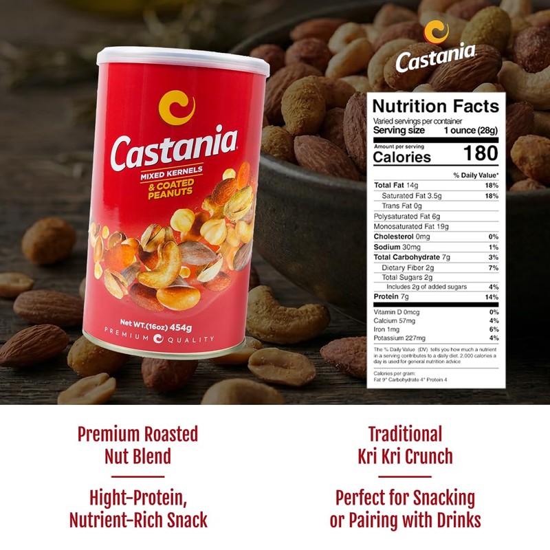 Castania Lebanese Nuts, Mixed Kernels with Kri Kri, Pistachios, Almonds,