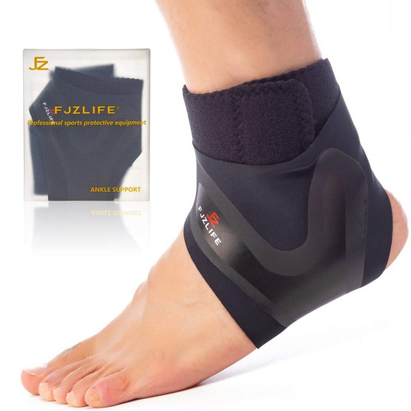 FJZLIFE Ankle Compression Support(1 Pair), Adjustable Lightweight Ankle Brace for Injury Recovery, Joint Pain, Achilles Tendon, Plantar Fasciitis, Foot & Ankle Swelling and More.