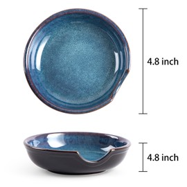 Tacuhy Ceramic Spoon Rest for Stove Top, Spoon Holder for Kitchen Counter, Coffee Spoon Holder, Heat-Resistant Cooking Utensil Rest for Spoons Ladles Spatula (Blue)