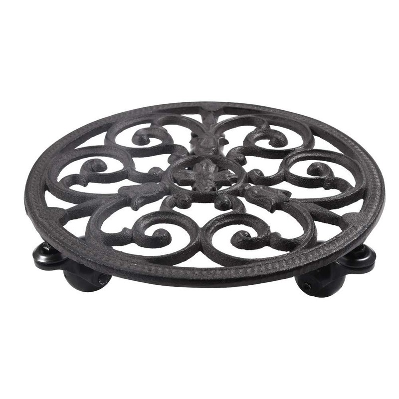 Sungmor Heavy Duty Cast Iron Plant Caddy,11" Round Potted Plant