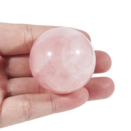 Lovionus89 40 mm Healing Crystal Ball Divination Sphere Sculpture Home Decoration Fengshui Balls with Wooden Stand, Rose Quartz